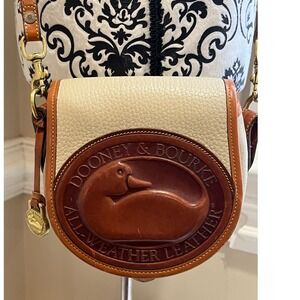 Dooney & Bourke Vintage All Weather Leather Crossbody Bag Bone Tan BIG Duck Logo